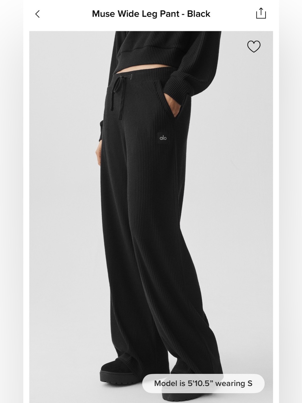 ✨ALO Yoga Muse Wide Leg Ribbed Track Pants — Black